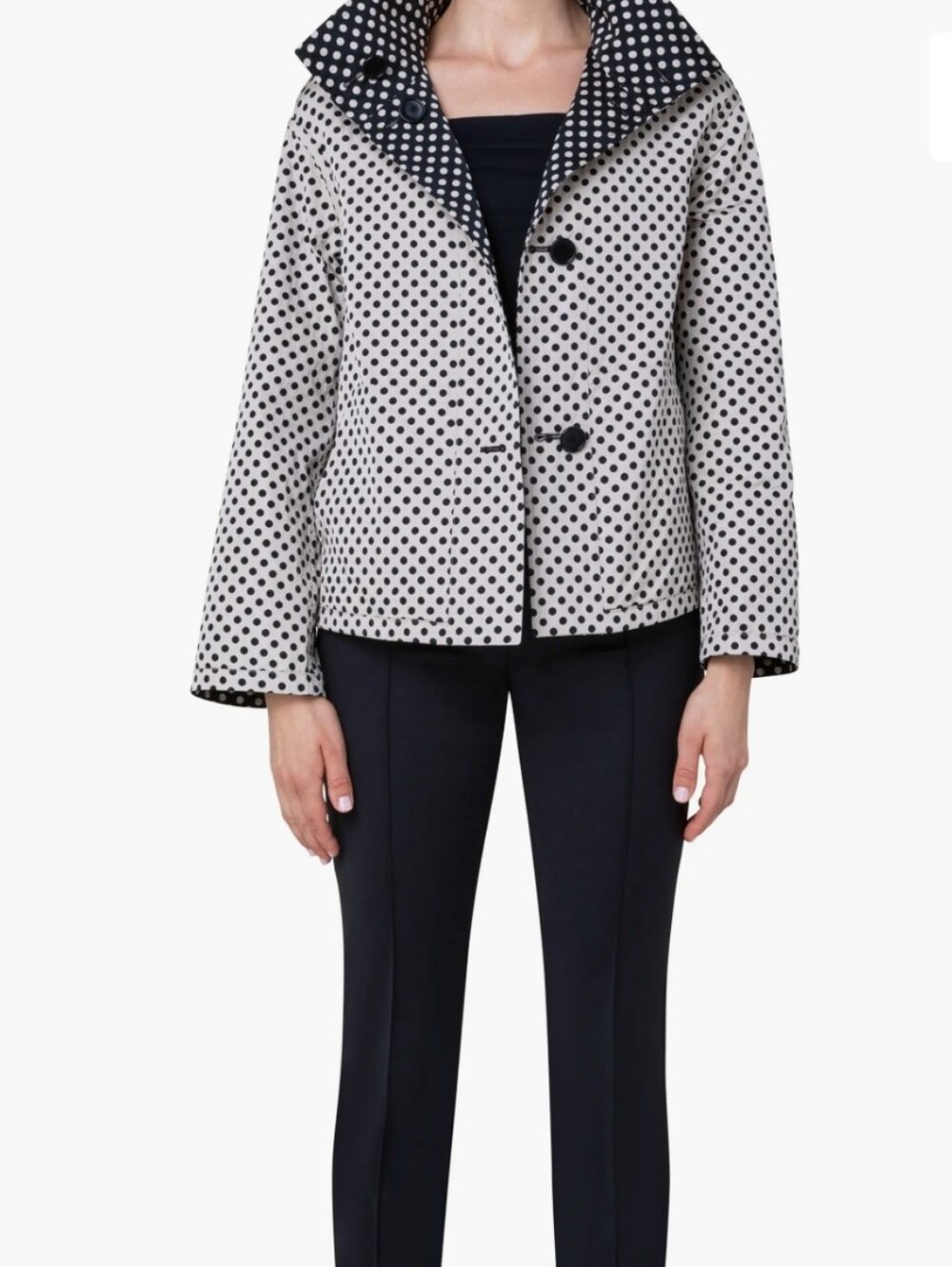 Polka Dot Akris Punto Reversible Jacket - Black & Cream